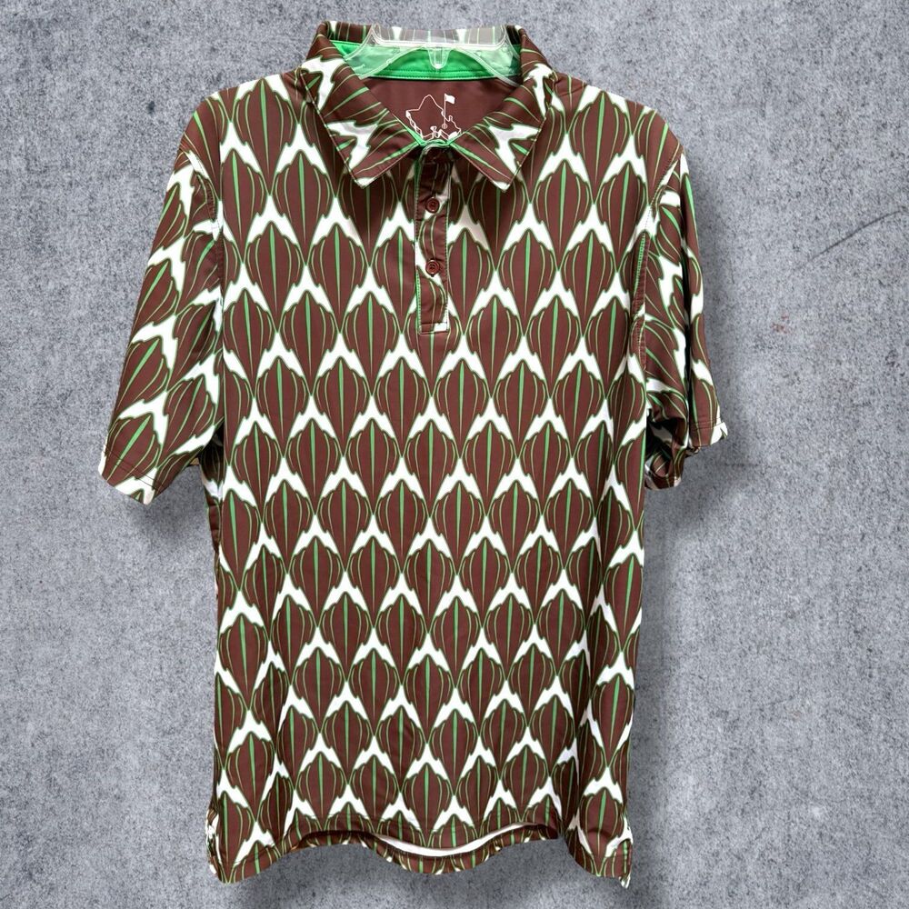 Oahu Golf Apparel OGA Men's Polo Shark Skin Green/Brown Medium